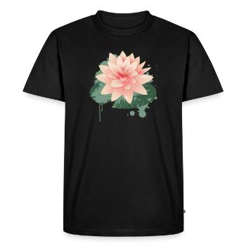 Water lily graffiti with green lily pad - Men's Premium Organic T-Shirt - black - Front - Nico (187cm)