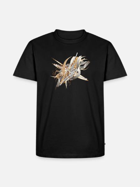 kunstnerisk filigran motiv lavet af bånd og fjer - Herre Premium økologisk T-shirt - sort