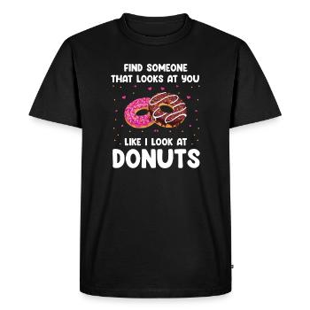 Donuts Love Design - Men's Premium Organic T-Shirt - black - Front - Nico (187cm)