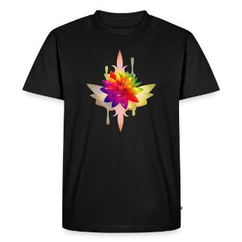 bright colorful fantasy lotus flower - Men's Premium Organic T-Shirt - black - Front - Nico (187cm)