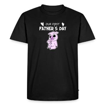 Motif de la fête des pères - premier cadeau de la fête des pères - T-shirt Premium bio Homme - noir - Devant - Nico (187cm)