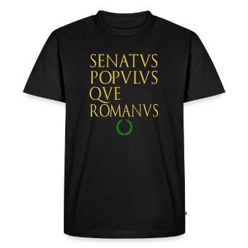 Senate and people of Rome written in latin - Men's Premium Organic T-Shirt - black - Front - Nico (187cm)