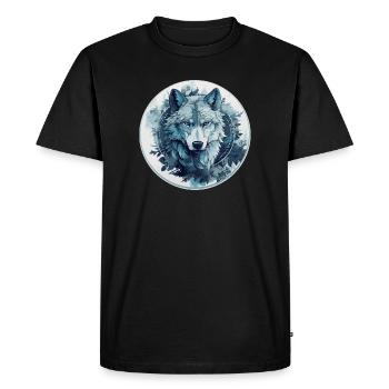 Loup mystique au clair de lune - T-shirt Premium bio Homme - noir - Devant - Nico (187cm)