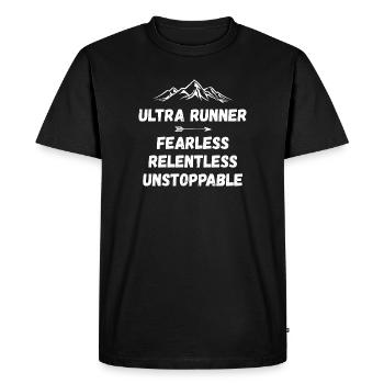 Ultra Runnner - Fearless. Relentless. Unstoppable. - Men's Premium Organic T-Shirt - black - Front - Nico (187cm)