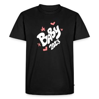 Bébé 2023 - Naissance Enceinte 2023 Grossesse - T-shirt Premium bio Homme - noir - Devant - Nico (187cm)