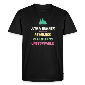 Ultra Runnner - Fearless. Relentless. Unstoppable. - Men's Premium Organic T-Shirt - black - Front - Nico (187cm)