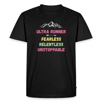 Ultra Runnner - Fearless. Relentless. Unstoppable. - Men's Premium Organic T-Shirt - black - Front - Nico (187cm)