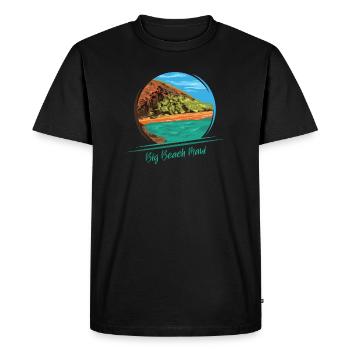 Grande plage île de Maui Hawaï Nature Illustration - T-shirt Premium bio Homme - noir - Devant - Nico (187cm)