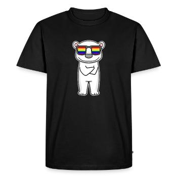 Arc-en-ciel - ours polaire avec lunettes - T-shirt Premium bio Homme - noir - Devant - Nico (187cm)