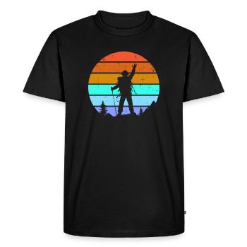 Sommets des montagnes, alpinisme, randonnée, randonnée pédestre - T-shirt Premium bio Homme - noir - Devant - Nico (187cm)