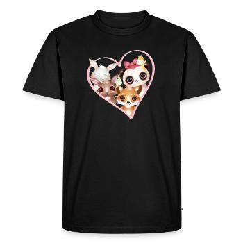 Portrait de famille d’animaux mignon dans le cadre du cœur - T-shirt Premium bio Homme - noir - Devant - Nico (187cm)