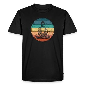 Buddha en Méditation Arc-en-Ciel - T-shirt Premium bio Homme - noir - Devant - Nico (187cm)