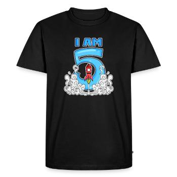 5 Birthday Boy Astronaut Rocket - cinq ans - T-shirt Premium bio Homme - noir - Devant - Nico (187cm)