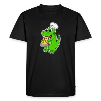 Gourmet Dino Pizza - Men's Premium Organic T-Shirt - black - Front - Nico (187cm)