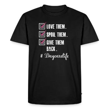 Fournisseur de services de garde Love Enseignante en garderie - T-shirt Premium bio Homme - noir - Devant - Nico (187cm)