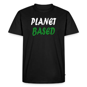 Planet based vegan - Men's Premium Organic T-Shirt - black - Front - Nico (187cm)