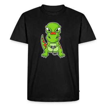 Dino Gamer Gaming Zocken Zocker - Men's Premium Organic T-Shirt - black - Front - Nico (187cm)