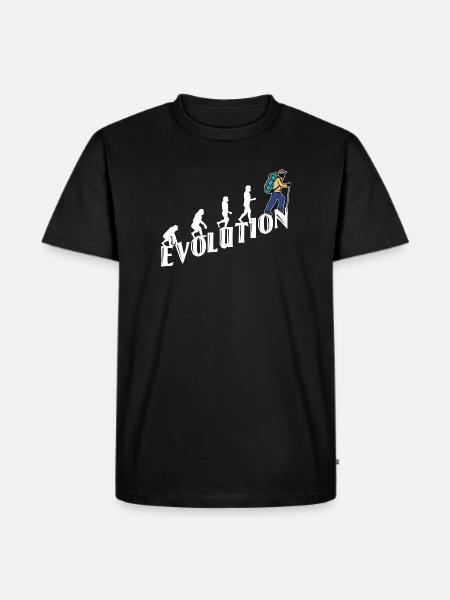 Evolution Wanderer Wandern Wanderung Bergwanderung - Männer Premium Bio T-Shirt - Schwarz