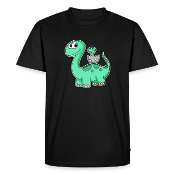 Dinosaure avec bébé dinosaure - Dino - T-shirt Premium bio Homme - noir - Devant - Nico (187cm)