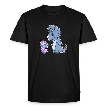 Dinosaure avec bébé dinosaure - Dino - T-shirt Premium bio Homme - noir - Devant - Nico (187cm)