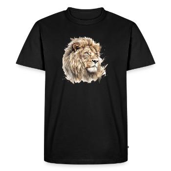 Portrait du lion aquarelle - T-shirt Premium bio Homme - noir - Devant - Nico (187cm)