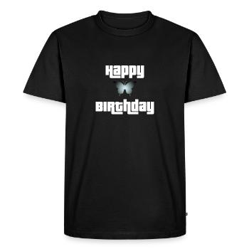 Joyeux anniversaire Butterfly Design - T-shirt Premium bio Homme - noir - Devant - Nico (187cm)