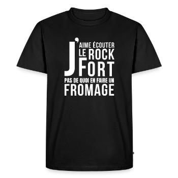 Roquefort, fromage, fromage humour - T-shirt Premium bio Homme - noir - Devant - Nico (187cm)