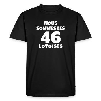 département du Lot, LOT, 46, Lotoises - T-shirt Premium bio Homme - noir - Devant - Nico (187cm)