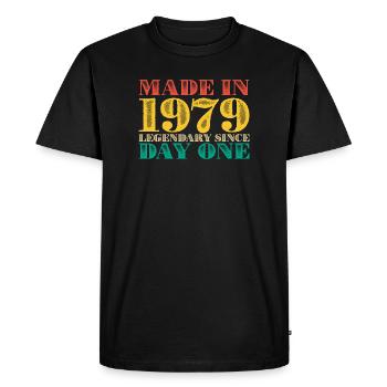 Made in 1979 Legendary Since Day One - Men's Premium Organic T-Shirt - black - Front - Nico (187cm)