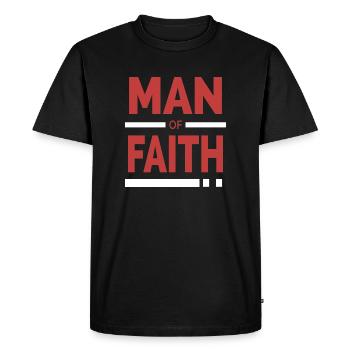 Homme de foi | Typographie chrétienne - T-shirt Premium bio Homme - noir - Devant - Nico (187cm)