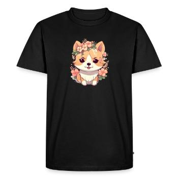 Chienne japonaise Shiba Inu, fille avec couronne - T-shirt Premium bio Homme - noir - Devant - Nico (187cm)