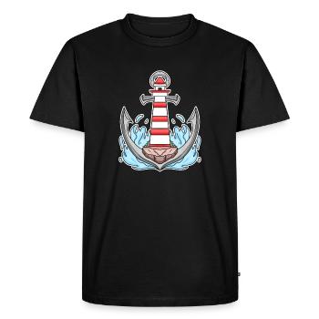 Motif de mélange de phare d’ancrage - T-shirt Premium bio Homme - noir - Devant - Nico (187cm)