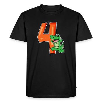 4 birthday 4 years old with animal motif - four - Men's Premium Organic T-Shirt - black - Front - Nico (187cm)
