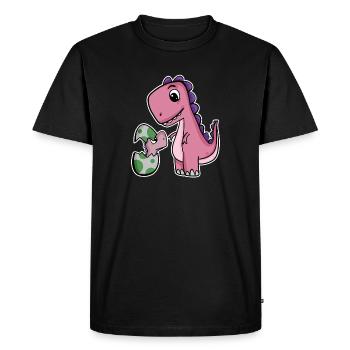 Dinosaure avec bébé dinosaure - Dino - T-shirt Premium bio Homme - noir - Devant - Nico (187cm)