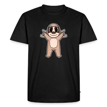 Sloth Dumbbell Training Strength Training Fitness - T-shirt Premium bio Homme - noir - Devant - Nico (187cm)