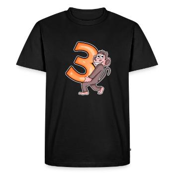 3 birthday 3 years old with animal motif - three - Men's Premium Organic T-Shirt - black - Front - Nico (187cm)