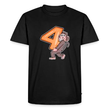 4 birthday 4 years old with animal motif - four - Men's Premium Organic T-Shirt - black - Front - Nico (187cm)
