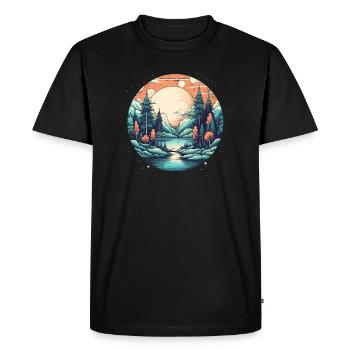 Moonlight Forest by the Lake - Men's Premium Organic T-Shirt - black - Front - Nico (187cm)
