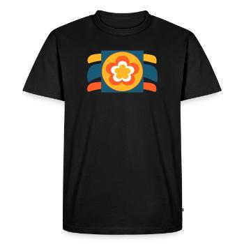 Fleur Motif Rétro Hippie Festival des années 70 - T-shirt Premium bio Homme - noir - Devant - Nico (187cm)