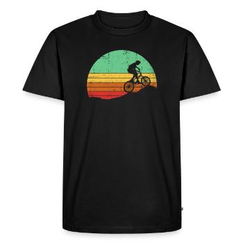 Retro Sunset Cyclist Silhouette - Men's Premium Organic T-Shirt - black - Front - Nico (187cm)