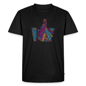 T-shirt LGBTQIA+ Pouce vers le haut Nuage de mots Gay Pride - T-shirt Premium bio Homme - noir - Devant - Nico (187cm)