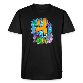 4 birthday 4 years old with animal motif - four - Men's Premium Organic T-Shirt - black - Front - Nico (187cm)