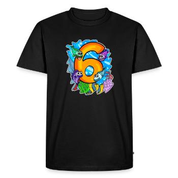 6 Birthday 6 years old with animal motif - six - Men's Premium Organic T-Shirt - black - Front - Nico (187cm)