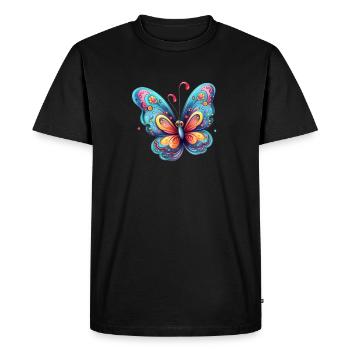 Papillon coloré avec motif dégradé - T-shirt Premium bio Homme - noir - Devant - Nico (187cm)
