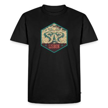 Illustration Chaussée Traditionnelle Portugal - T-shirt Premium bio Homme - noir - Devant - Nico (187cm)