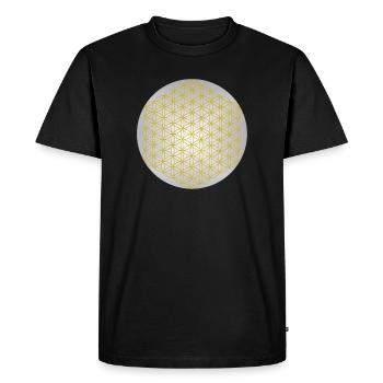 Fleur de Vie Or - 5ème Dimension - Mandala - T-shirt Premium bio Homme - noir - Devant - Nico (187cm)