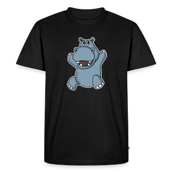 Cute hippopotamus - Men's Premium Organic T-Shirt - black - Front - Nico (187cm)