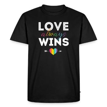 Mois de la fierté LGBTQ - L’amour gagne toujours - T-shirt Premium bio Homme - noir - Devant - Nico (187cm)