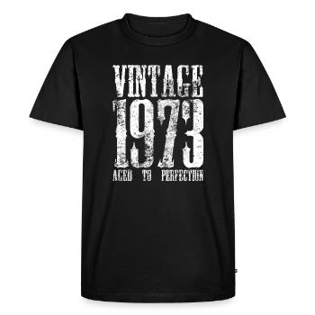 Vintage 1973 Retro Typography - Men's Premium Organic T-Shirt - black - Front - Nico (187cm)