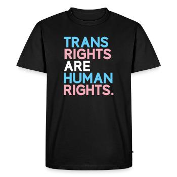 Mois de la fierté LGBT - Les droits des trans sont des droits humains - T-shirt Premium bio Homme - noir - Devant - Nico (187cm)